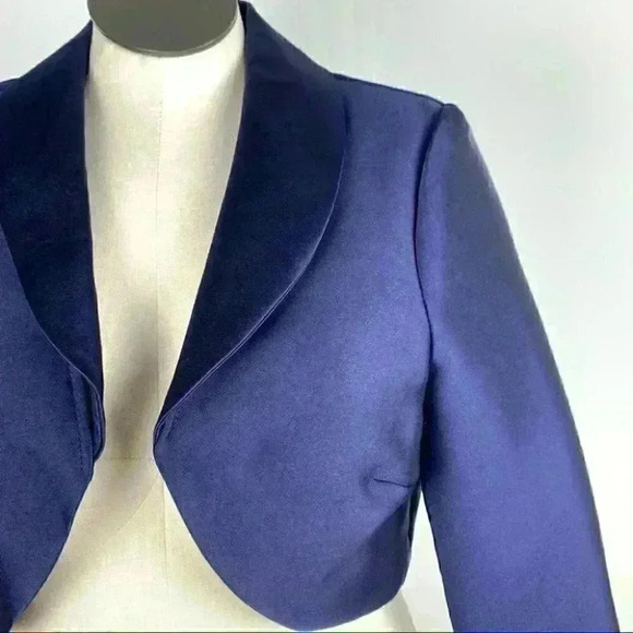New SLNY womens jacket size 16 navy blue shrug formal mother of the bride - Picture 2 of 12